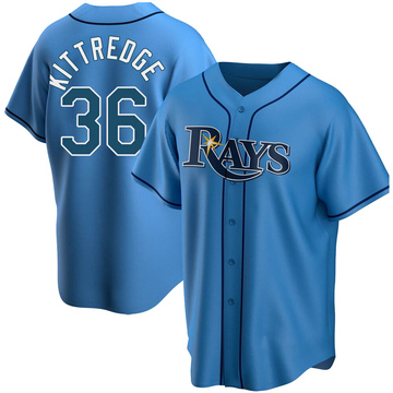 Light Blue Replica Andrew Kittredge Youth Tampa Bay Rays Alternate Jersey